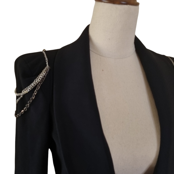 Cooper St Size 6 Black Blazer With Chain Detail Single Breasted Shawl Lapel - Picture 4 of 11